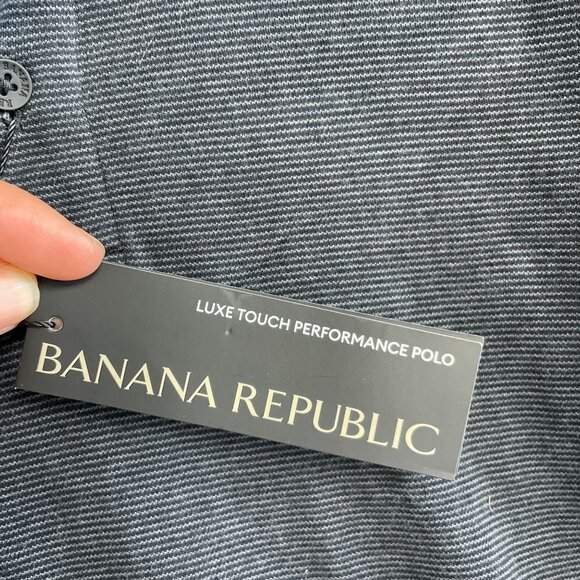 NEW Banana Republic Men's XXL Luxe Touch Performance Polo Shirt Gray Pinstripe - Picture 6 of 8